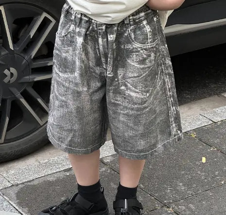 Denim Shorts with Frayed Edges